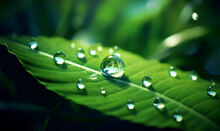 Green Leaves And Water Droplets