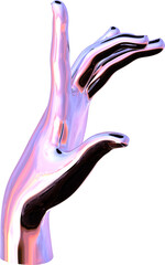 Wall Mural - 3d chrome metal hand with transparent background, surreal hand, psychedelic aesthetic