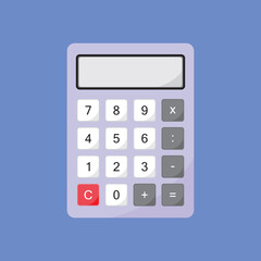 flat calculator icon illustration  isolated on blue background. Calculator clip art. blue calculator electronic device for mathematical calculations