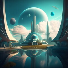 Poster - futuristic city A city with modern energy and innovation. Generative AI
