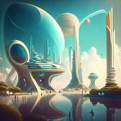 Poster - futuristic city A city with modern energy and innovation. Generative AI