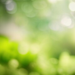 Wall Mural - green bokeh background from nature forest out of focus, generative ai illustration