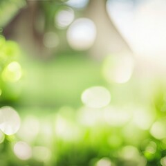 Wall Mural - green bokeh background from nature forest out of focus, generative ai illustration