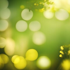 Wall Mural - green bokeh background from nature forest out of focus, generative ai illustration
