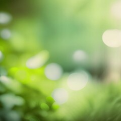 Wall Mural - green bokeh background from nature forest out of focus, generative ai illustration