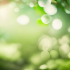 Wall Mural - green bokeh background from nature forest out of focus, generative ai illustration
