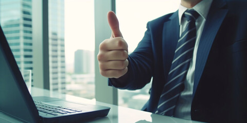 business man shows his thumb up, generative ai