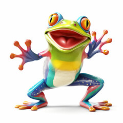 Wall Mural - cartoon colorful frog on isolated background. created with generative ai