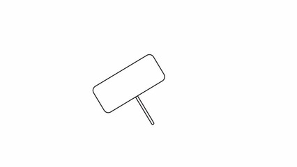 Fototapete - Animated bw protest sign. Black white thin line icon 4K video footage for web design. Blank wood board on stick isolated monochromatic flat object animation with alpha channel transparency