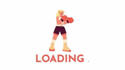 Aufkleber - Animated kickboxing woman loader. Girl boxer punching. Flash message 4K video footage. Boxing gloves woman. Isolated color loading animation with alpha channel transparency for UI, UX web design