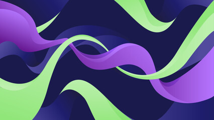 Poster - Abstract Gradient Wavy Background in dark blue, purple and neon green colors. Digital, RGB, 3840 x 2160 px, No Text Placeholders.