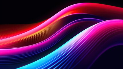 Wall Mural - Game background neon wavy lines on black background, abstract electric style