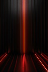 Wall Mural - dark industrial metal background with red light coming through thin lines generative ai