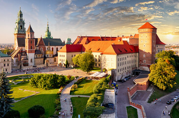 Wall Mural - Krakow castle Wawel at sunset