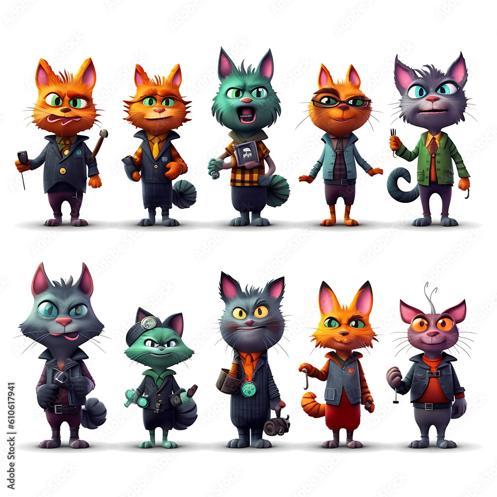 set of cats character model sheet reference Stock Illustration | Adobe ...