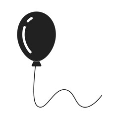 Poster - Single balloon monochrome flat vector object. Helium balloon floating. Happiness concept. Editable black and white thin line icon. Simple cartoon clip art spot illustration for web graphic design