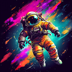 bright colorful astronaut illustration for logo or print. generative ai