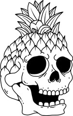 Poster - Pineapple skull. Summer theme