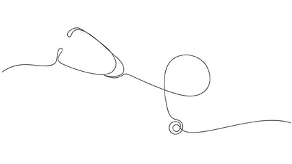 Continuous line drawing of stethoscope.Vector illustration