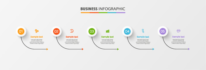 Business vector infographic template with 5 options or steps. Can be used for workflow layout, diagram, annual report, web design