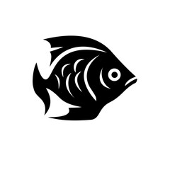 Wall Mural - Fish icon. Black silhouette of fish.