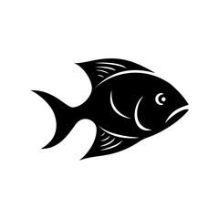 Wall Mural - Fish icon. Black silhouette of fish.