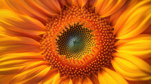 Vibrant And Energetic Sunflower Macro. Big Yellow Petals With An Orange Center. Created With Generative AI