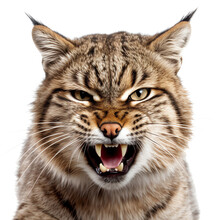 Angry Wildcat Lynx Head Isolated - Generative AI