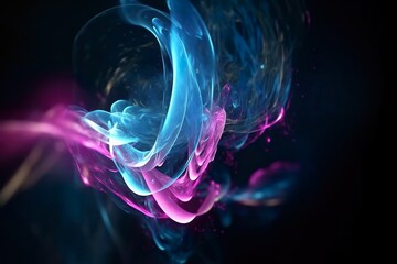 Leinwandbilder - Electric Enchantment: A Fantastic Light Animation with Colorful Electric Swirls and a Luminous Blue Background, Evoking a Mesmerizing Sky of Light Sky Blue, Dark Blue, and Dark Pink, Illuminated with 