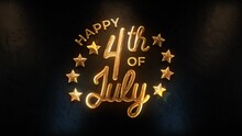 Happy Fourth of July Luxury Gold Animation. Fourth of July Text Animation with star. Happy 4th of July Independence Day. Fourth of July lettering footage with handwritten text effect animation.