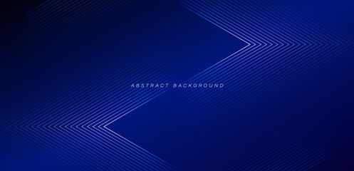 Wall Mural - Abstract dark blue background with glowing arrow lines. Modern shiny blue geometric line graphic design. Futuristic technology concept. Suit for banner, brochure, cover, poster, website, flyer