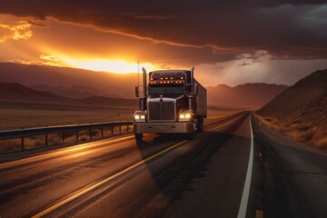 Wall Mural - truck on the road - Illustration created with generative ai