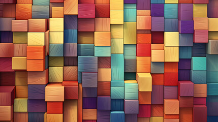 Wall Mural - Beautiful illustration of carved wood blocks colorful abstract background wallpapers