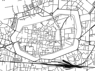 Vector road map of the city of  Lucca Centro in the Italy on a white background.