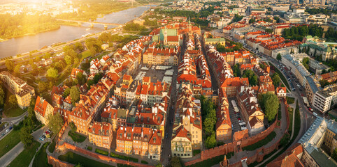 Old city in Warsaw panorama