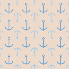 Wall Mural - Seamless pattern with nautical anchors