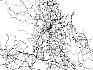 Vector road map of the city of  Brisbane in the Australia on a white background.