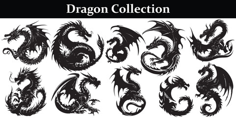 Black Dragon silhouette vector design 