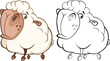 Vector Illustration of a Cute Sheep. Cartoon Character. Coloring Book