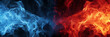 Red and blue fire background, banner, generative AI