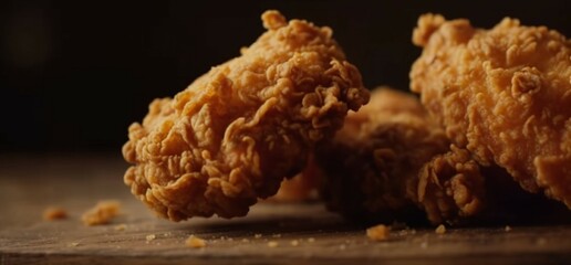 Fast food favorite, A deliciously crispy piece of fried chicken perfection. Generative AI