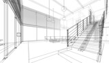 Fototapeta Desenie - House architectural drawing 3d illustration