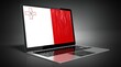 Malta - country flag and binary code on laptop screen - 3D illustration