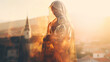 © Alexandre - nossa senhora aparecida com menino jesus em por do sol dourado, simbolo da fé cristã católica