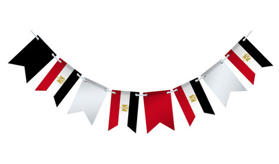 Wall Mural - Garland with the flag of Egypt on a white background.
