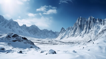 Wall Mural - paisagem de inverno nas montanhas de gelo 