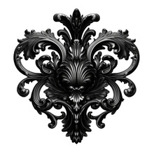 Antique Style Black Gothic. Decorative Elegant Luxury Design. Black Baroque Isolated On Transparent Background
