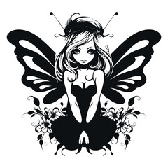 Fairy with a flower isolated on a white background