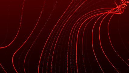 Poster - Dynamic wave of glowing particles. Data flow information. Concept of digital communication. Technology or Science Banner. Big data visualization. 3D rendering.