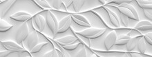 White Geometric Floral Leaves 3d Tiles Wall Texture Background Banner Panorama Generative AI